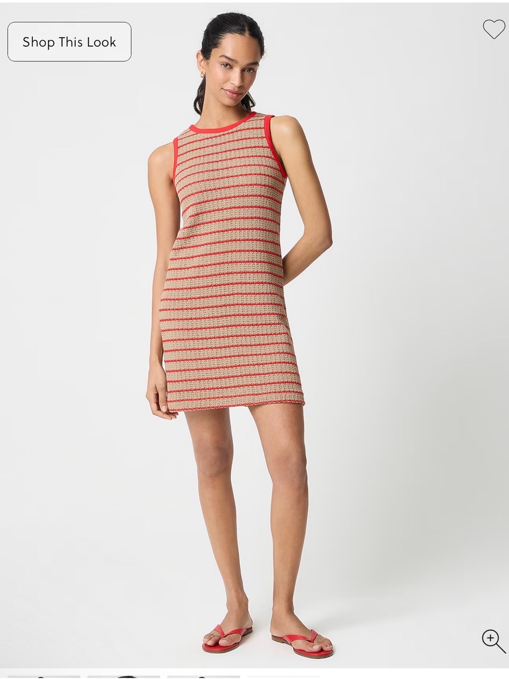J. Crew Women's Sleeveless Striped Crochet Dress Khaki and Red Size M NWT $98